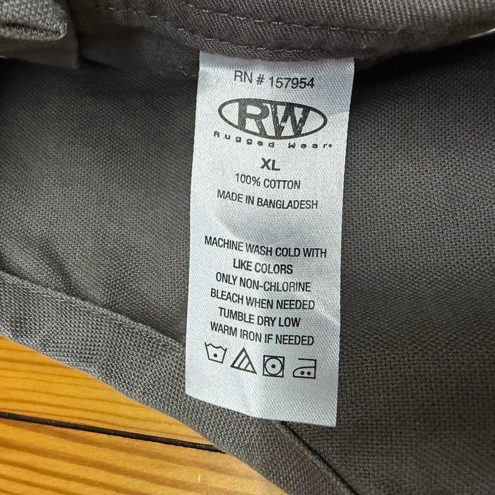 RW Rugged Wear XL Men's Double Knee Duck Canvas Bib Overall Gray Relaxed Fit - Picture 3 of 9